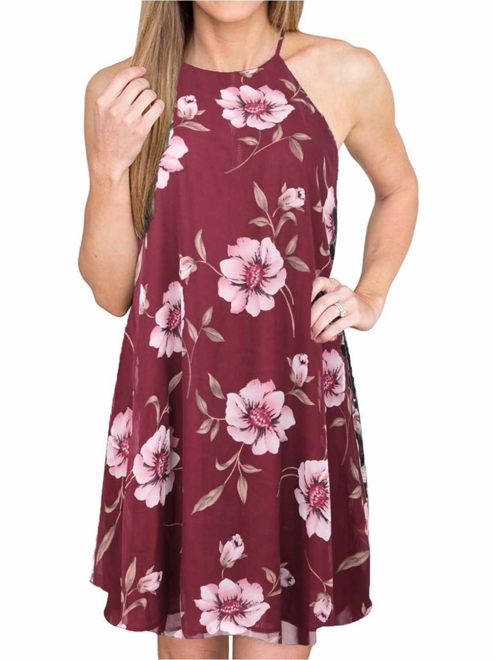 Flowy Floral Halter Dress